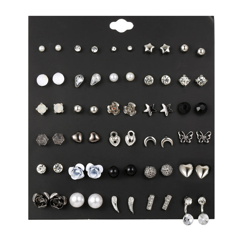Fashion Geometric Alloy Resin Pearl Earrings with Micro-inlay Rhinestones for Women