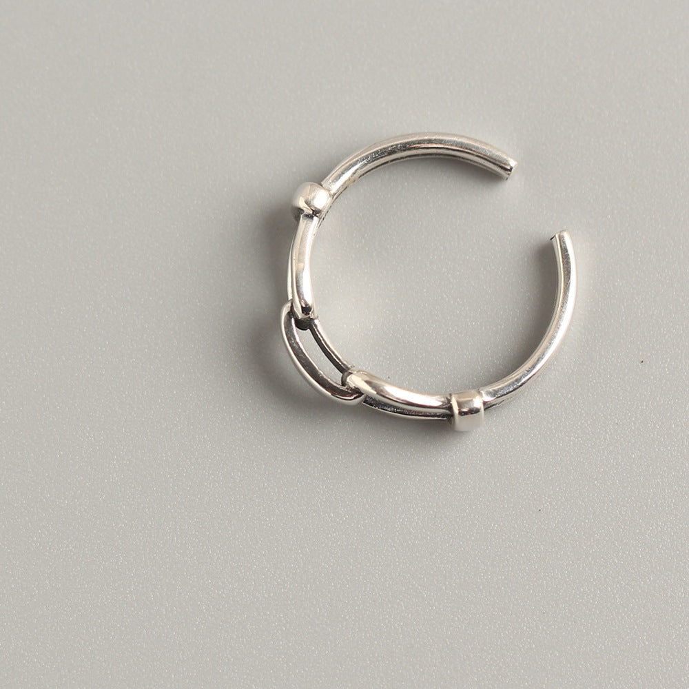 Anello da donna minimalista lucido geometrico rotondo in argento sterling 925
