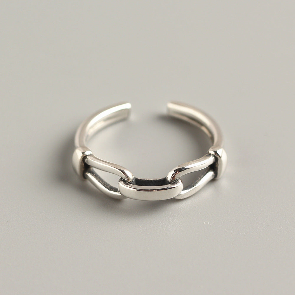 Anello da donna minimalista lucido geometrico rotondo in argento sterling 925