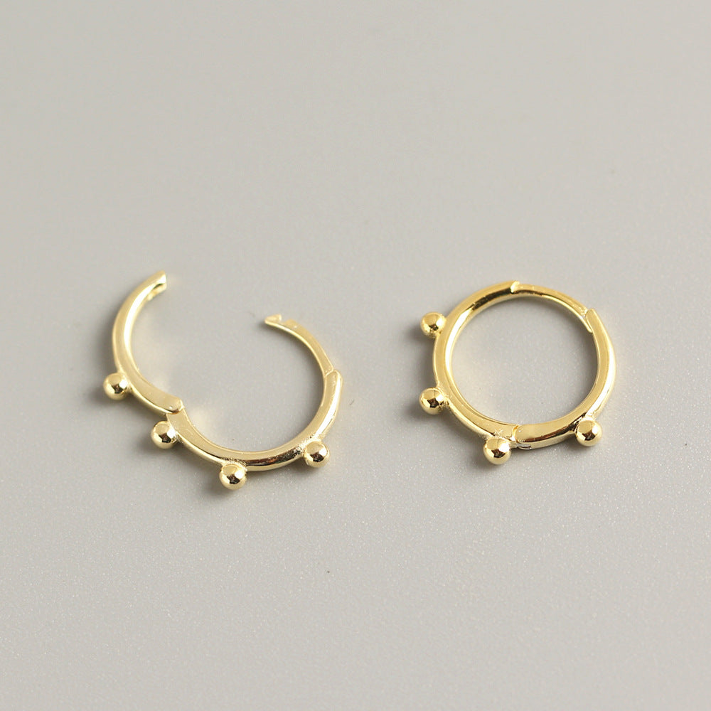 Orecchino a Sfera Dorato Minimalista in Argento Sterling 925 con Dettaglio Sfera