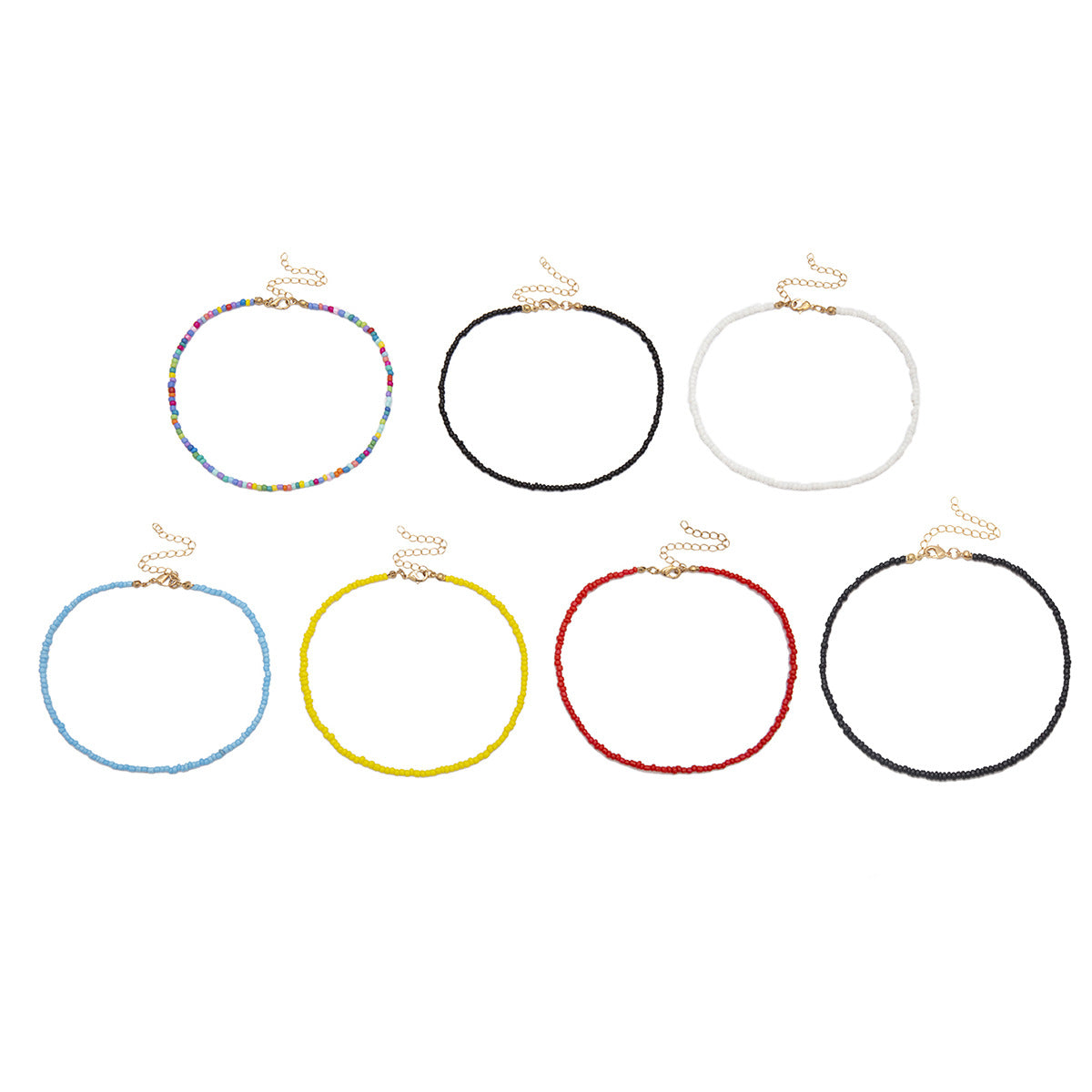 Collana da Donna Minimalista con Pendente a Strato Singolo Geometrico di Tendenza con Perline Rotonde