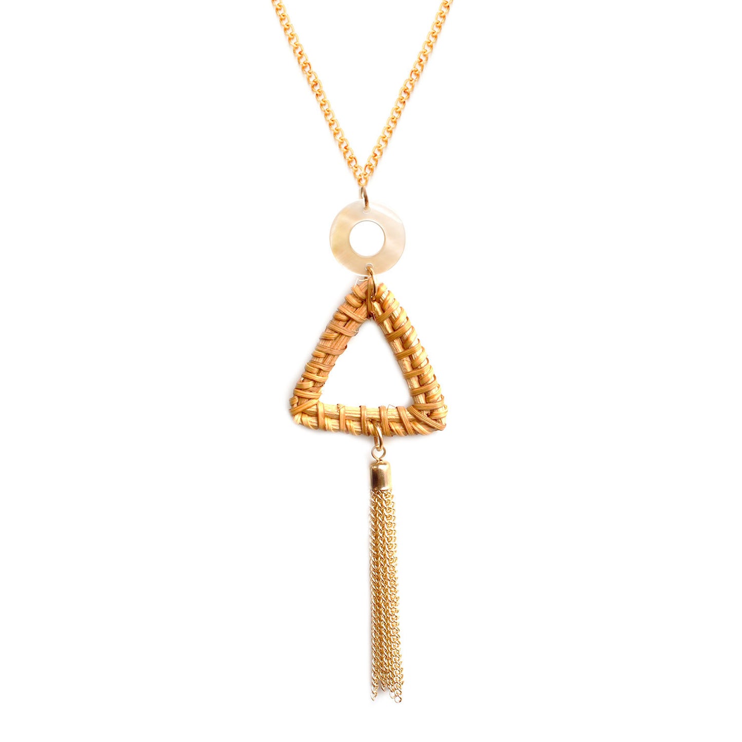 Woven Willow Pendant Necklace for Women Geometric Alloy Cross Chain Sweater Necklace