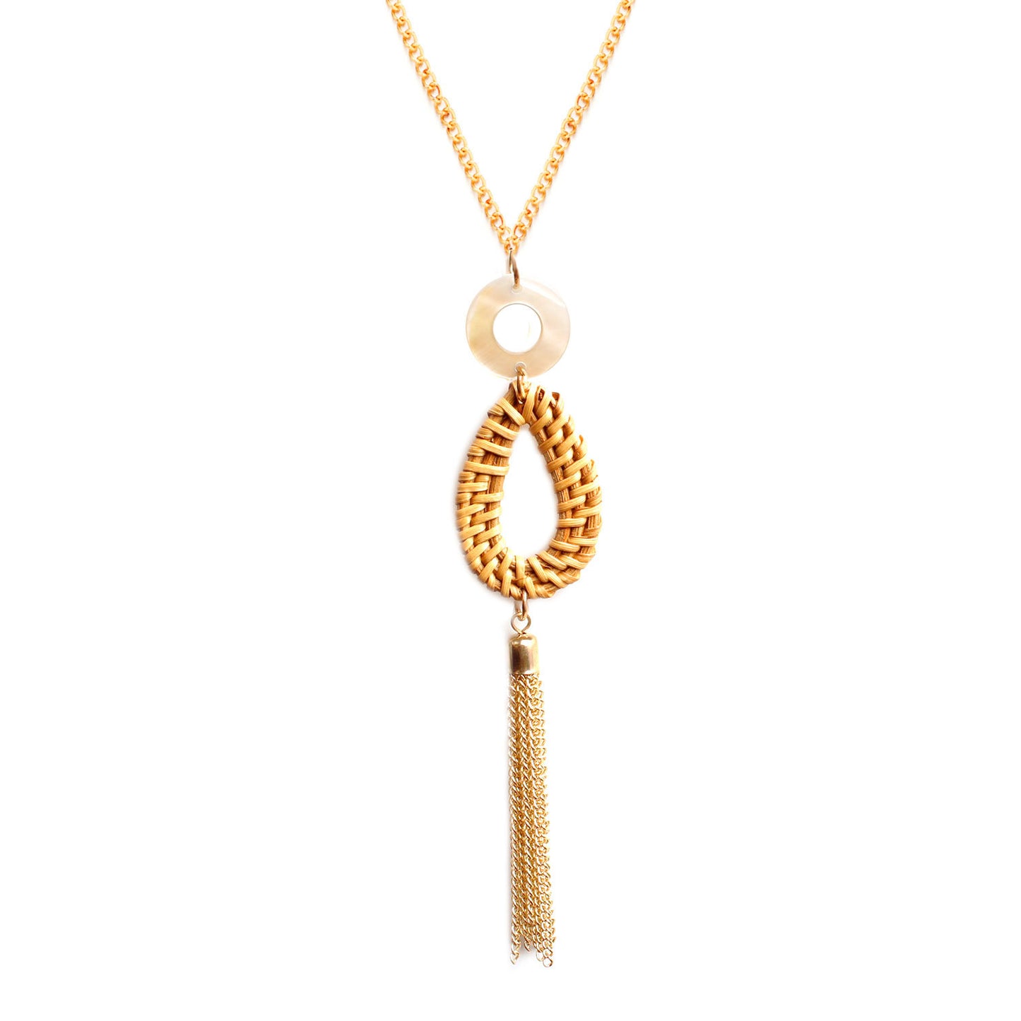 Woven Willow Pendant Necklace for Women Geometric Alloy Cross Chain Sweater Necklace