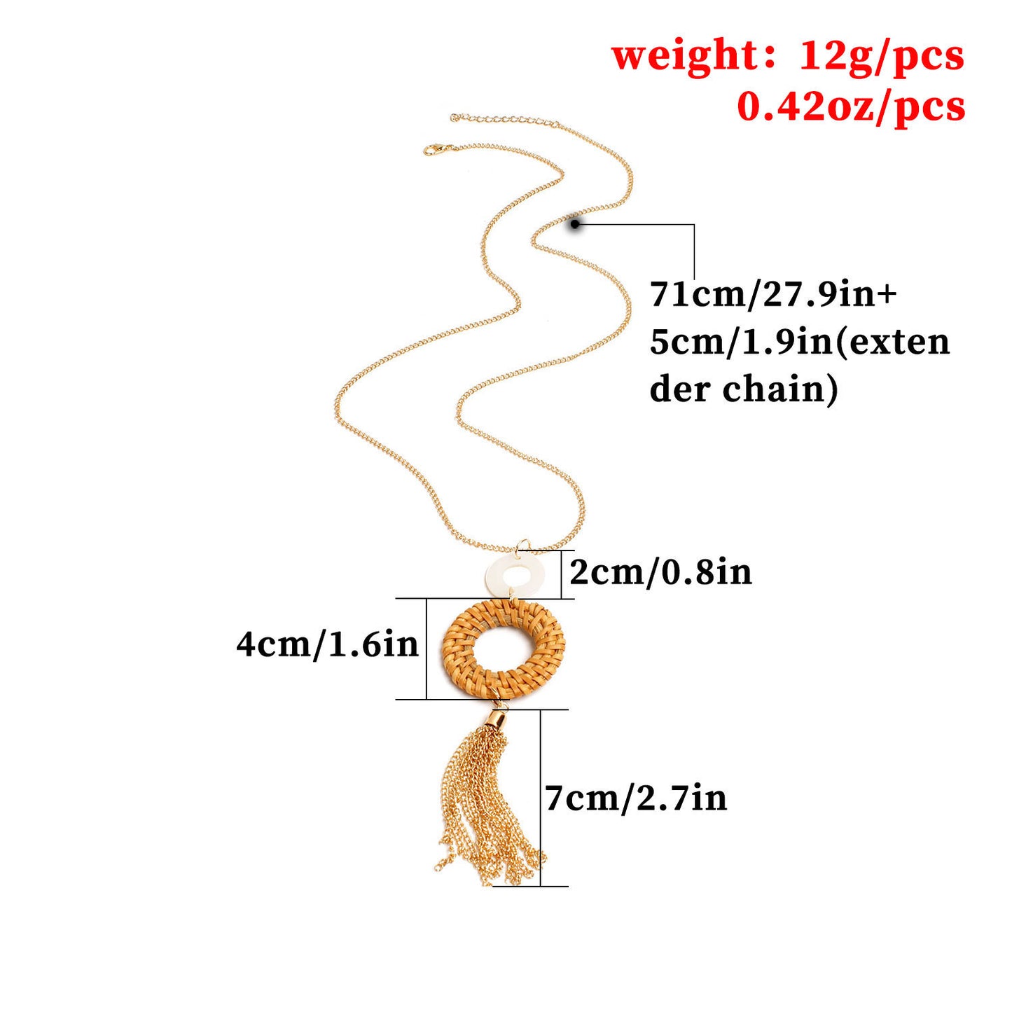 Woven Willow Pendant Necklace for Women Geometric Alloy Cross Chain Sweater Necklace
