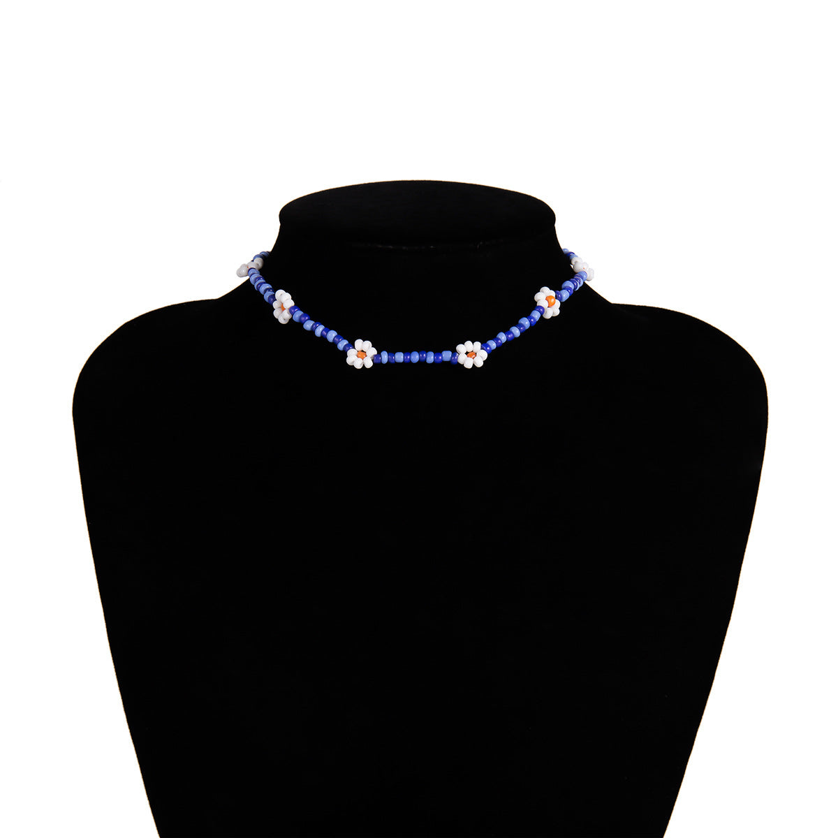 Bohemian Geometric Floral Beaded Ball Chain Necklace