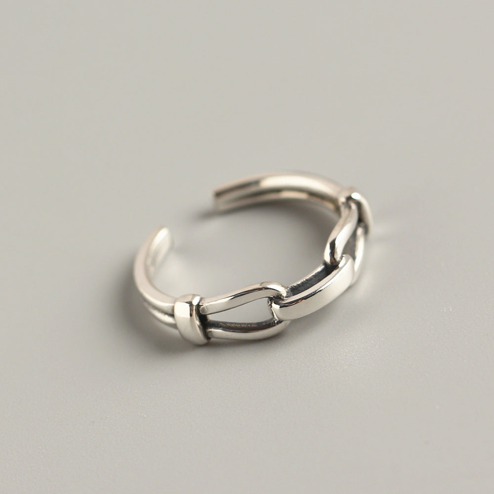 Anello da donna minimalista lucido geometrico rotondo in argento sterling 925