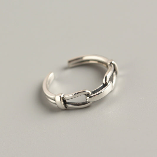 Anillo Minimalista Redondo Geométrico Pulido de Plata de Ley 925 para Mujer