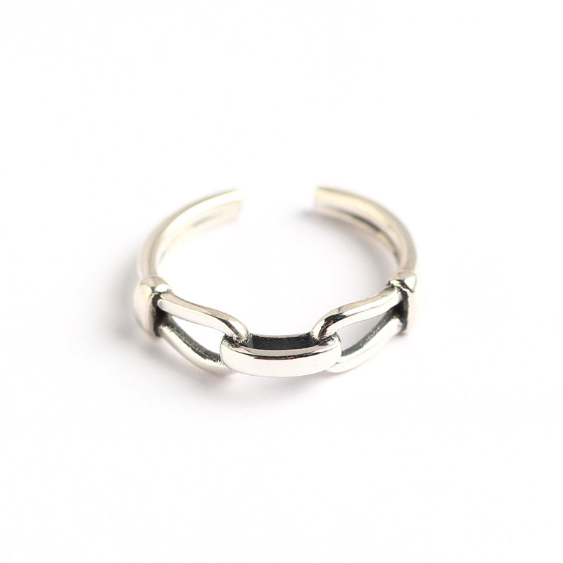 Anello da donna minimalista lucido geometrico rotondo in argento sterling 925