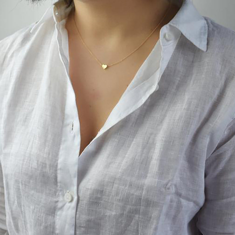Minimalist Heart Pendant Necklace for Women Short Clavicle Chain Alloy Cross Link Necklace
