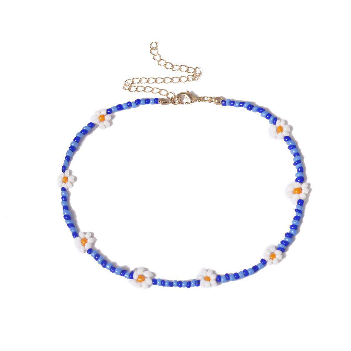Collana da donna minimalista rustica con perline, floreale, geometrica, fatta a mano