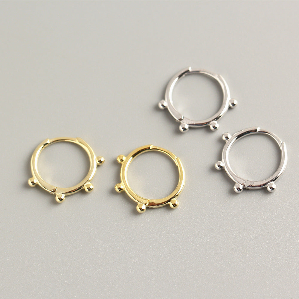 Orecchino a Sfera Dorato Minimalista in Argento Sterling 925 con Dettaglio Sfera
