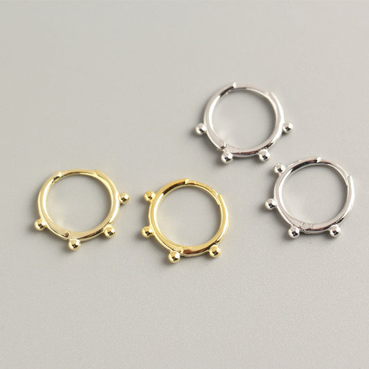 Orecchino a Sfera Dorato Minimalista in Argento Sterling 925 con Dettaglio Sfera