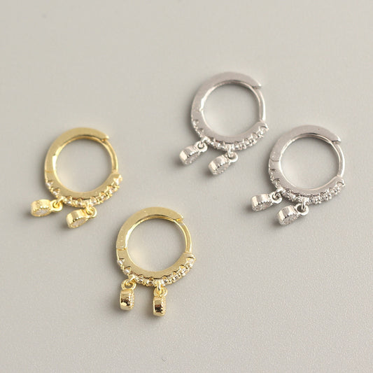 Orecchini a cerchio a goccia minimalisti in argento sterling 925 con intarsi di strass e design geometrico