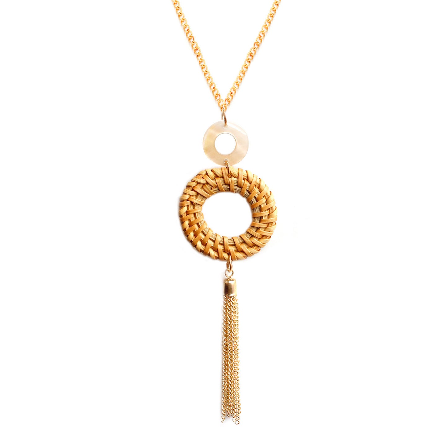 Woven Willow Pendant Necklace for Women Geometric Alloy Cross Chain Sweater Necklace