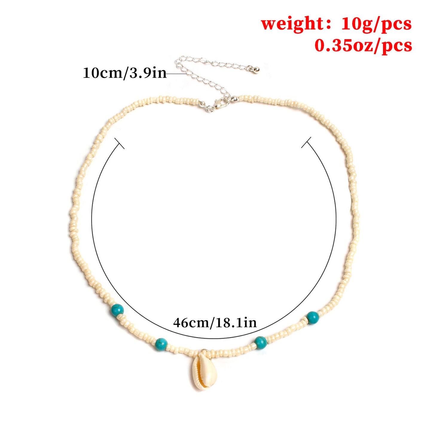 Natural Fresh Sweet Plated Shell Necklace with Turquoise and White Beads Animal Zodiac Pendant for Women