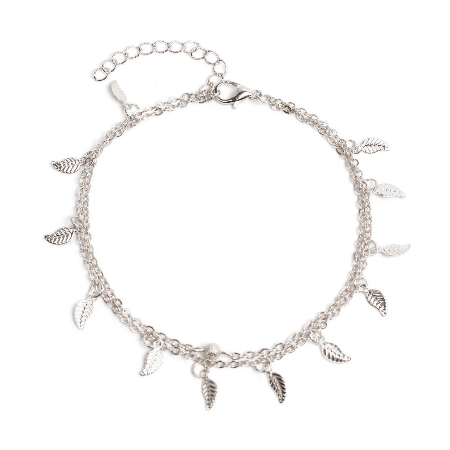 Minimalist Double Layer Anklet with Leaf Charm and Tassel Detail for Women Western Style Foot Jewelry