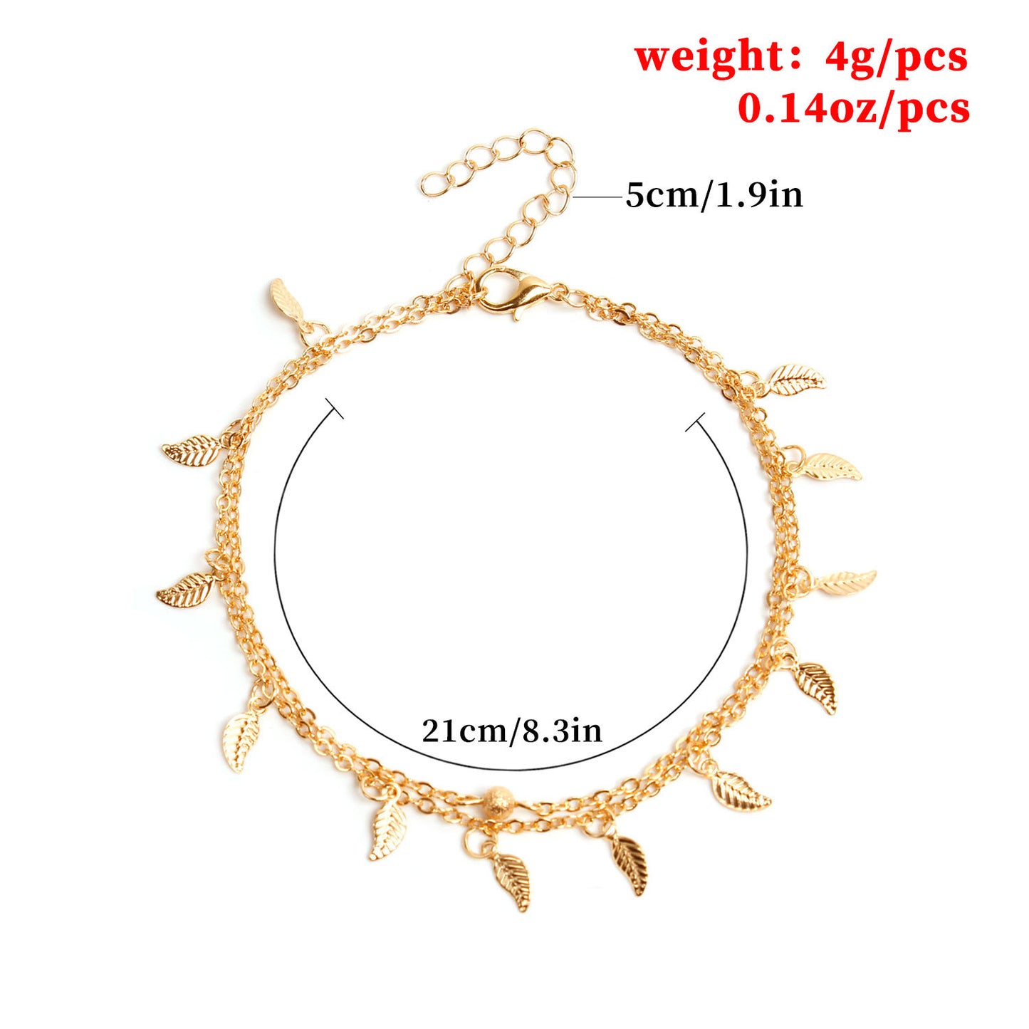 Minimalist Double Layer Anklet with Leaf Charm and Tassel Detail for Women Western Style Foot Jewelry