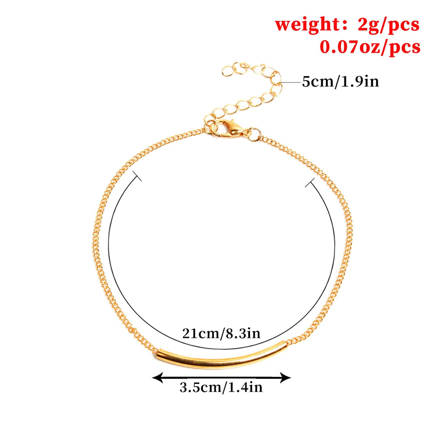 Minimalist Western Style Alloy Tubular Anklet for Women Fashion Beach Anklet Trendy Summer Foot Jewelry