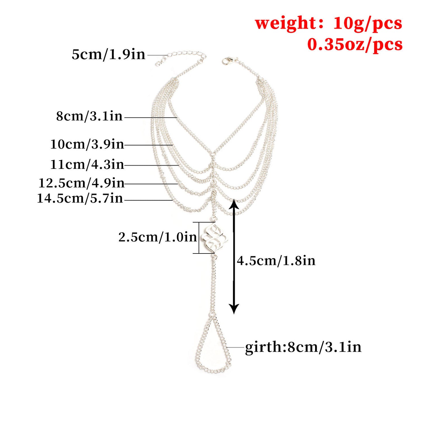 Vintage Hollowed Auspicious Water Drop Shaped Alloy Multi-Layer Tassel Toe Ring Chain