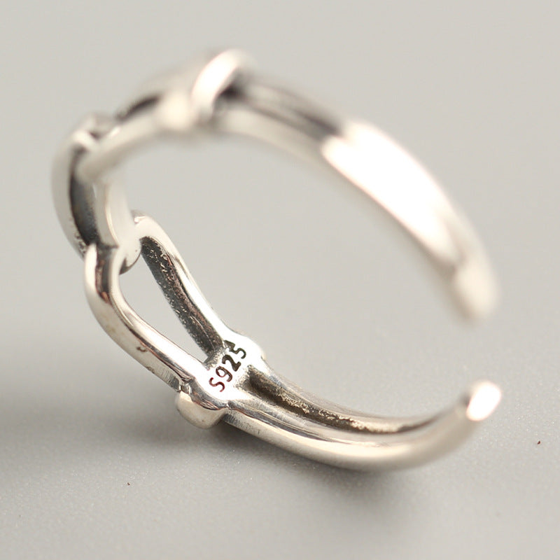 Anello da donna minimalista lucido geometrico rotondo in argento sterling 925