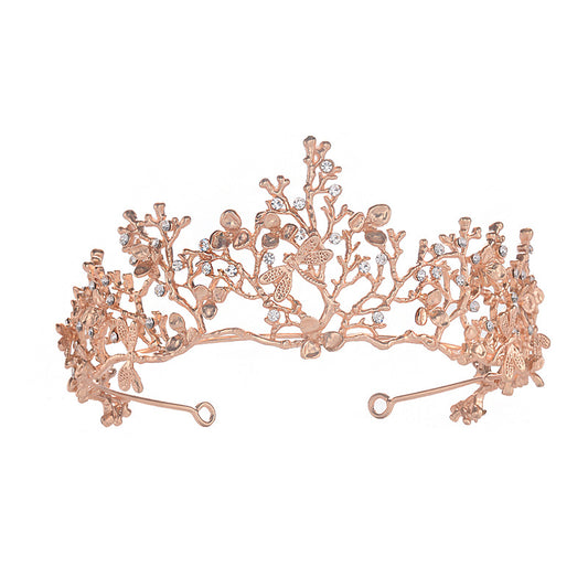 Diadema vintage de aleación con diseño de corona, incrustaciones de diamantes de imitación con patrón floral y a cuadros para mujer