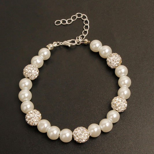 Pulsera Minimalista de Perlas de Cristal con Colgante para Mujer Joyería de Moda