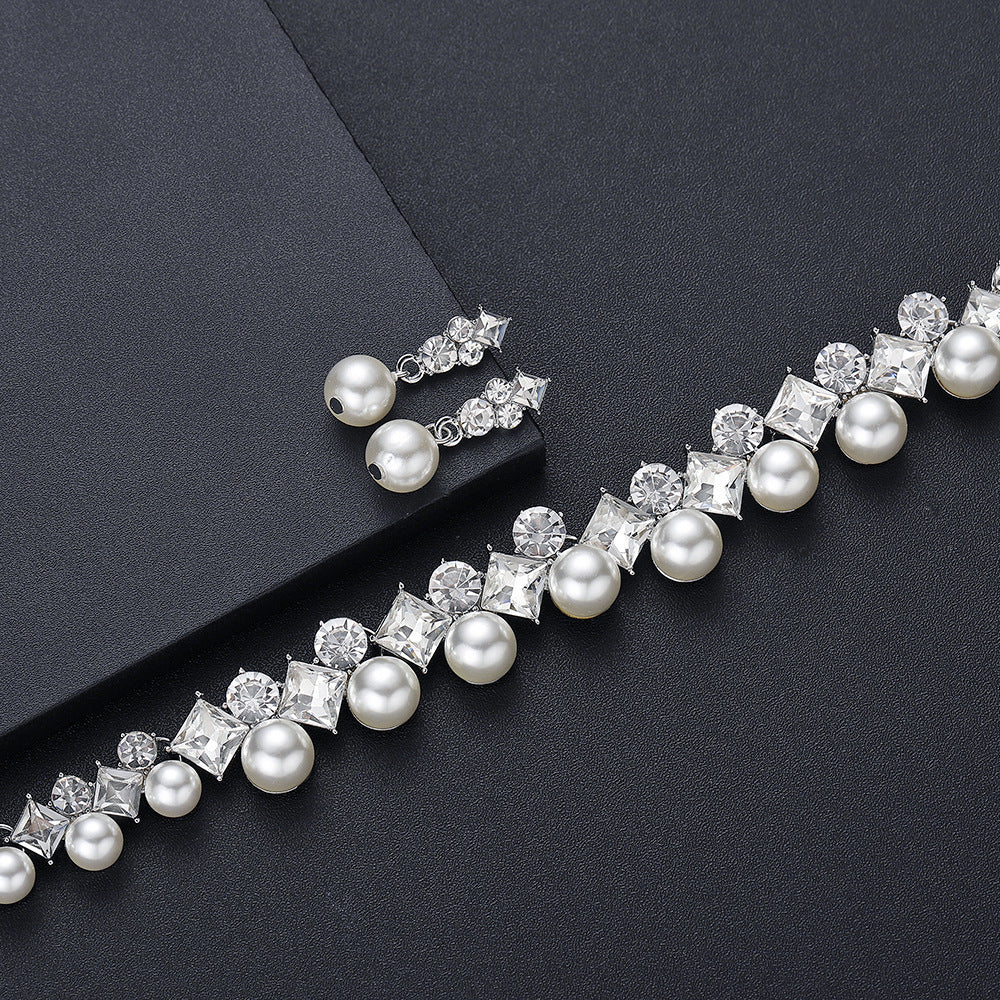 Floral Alloy Plated Wedding Necklace and Earrings Set for Women