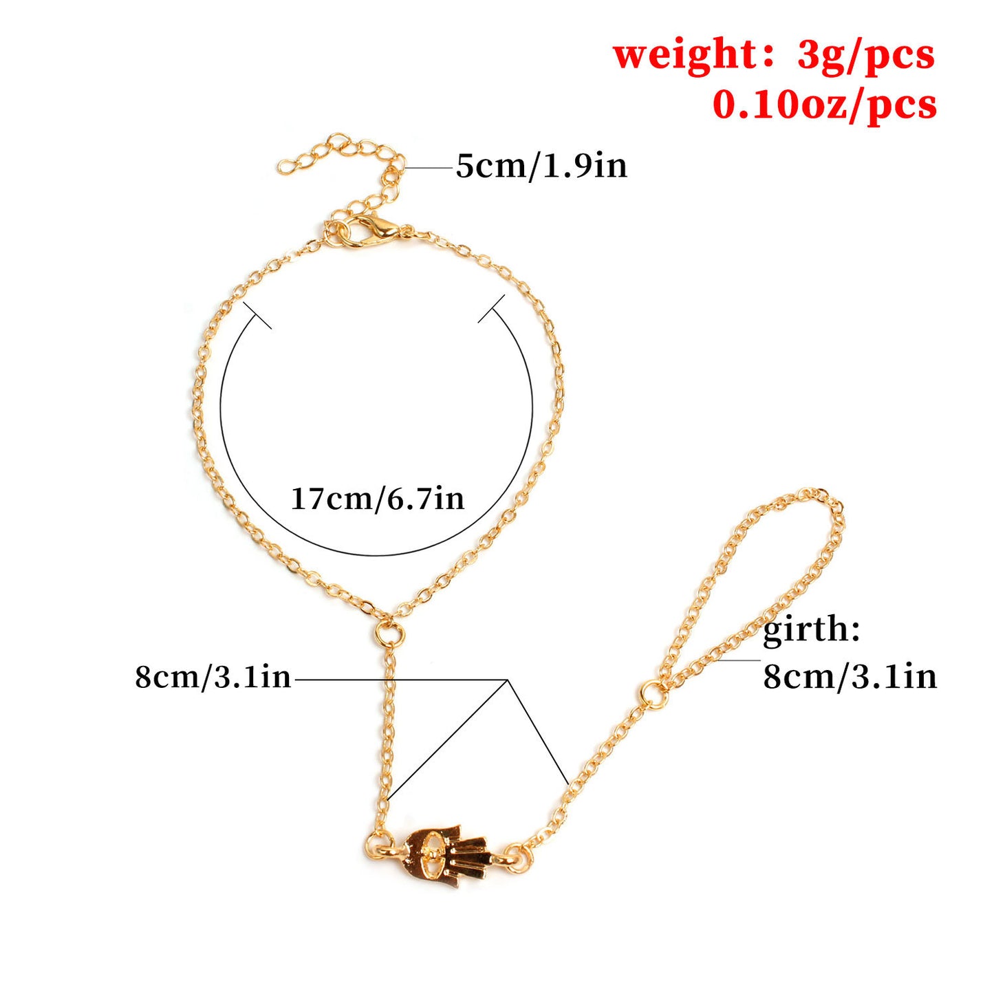 Minimalist Fatima Hand Bracelet for Women Geometric Faith Jewelry Hand Chain Fashion Accessory