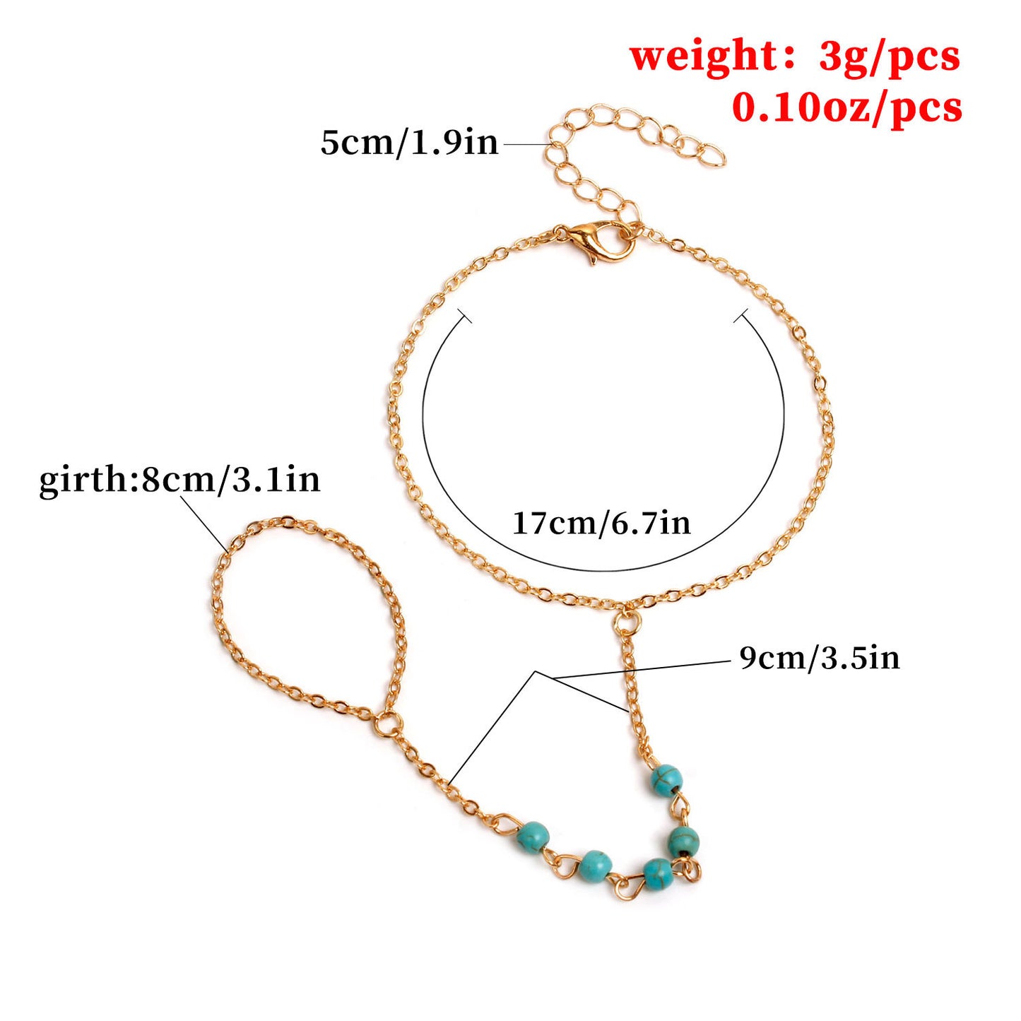Pulsera de Cuentas Turquesa Geométrica Minimalista para Mujer Joyería de Moda Hecha a Mano