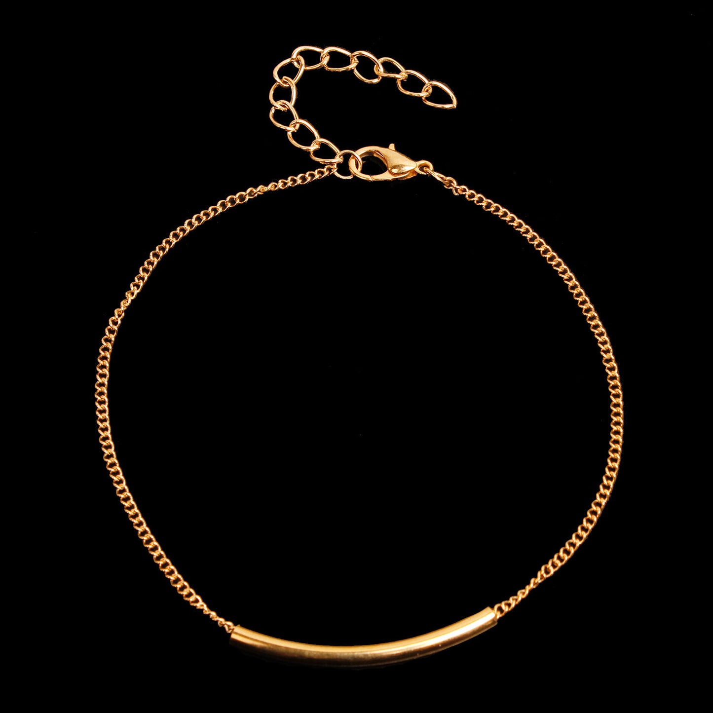 Minimalist Western Style Alloy Tubular Anklet for Women Fashion Beach Anklet Trendy Summer Foot Jewelry