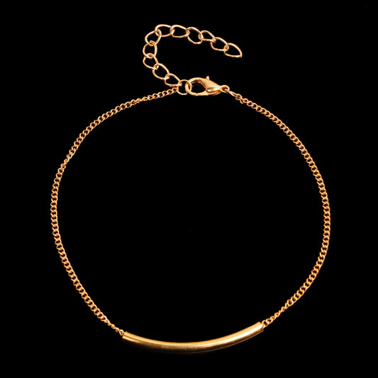 Minimalist Western Style Alloy Tubular Anklet for Women Fashion Beach Anklet Trendy Summer Foot Jewelry