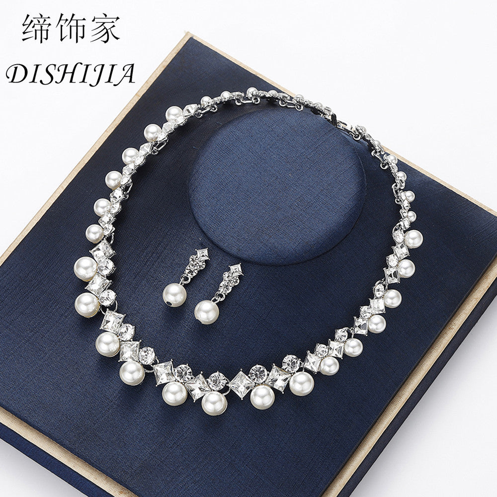 Floral Alloy Plated Wedding Necklace and Earrings Set for Women