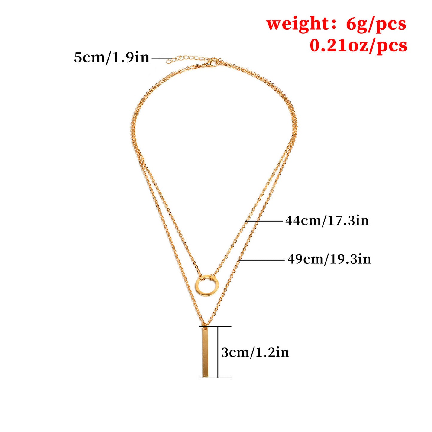 Women's Multi-Layer Metal Circle Bar Tassel Necklace