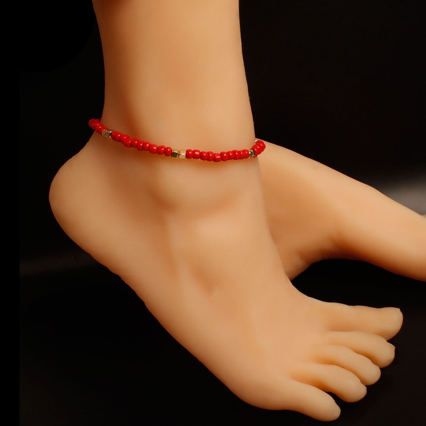Geometric Gold Glass Beads Anklet for Women