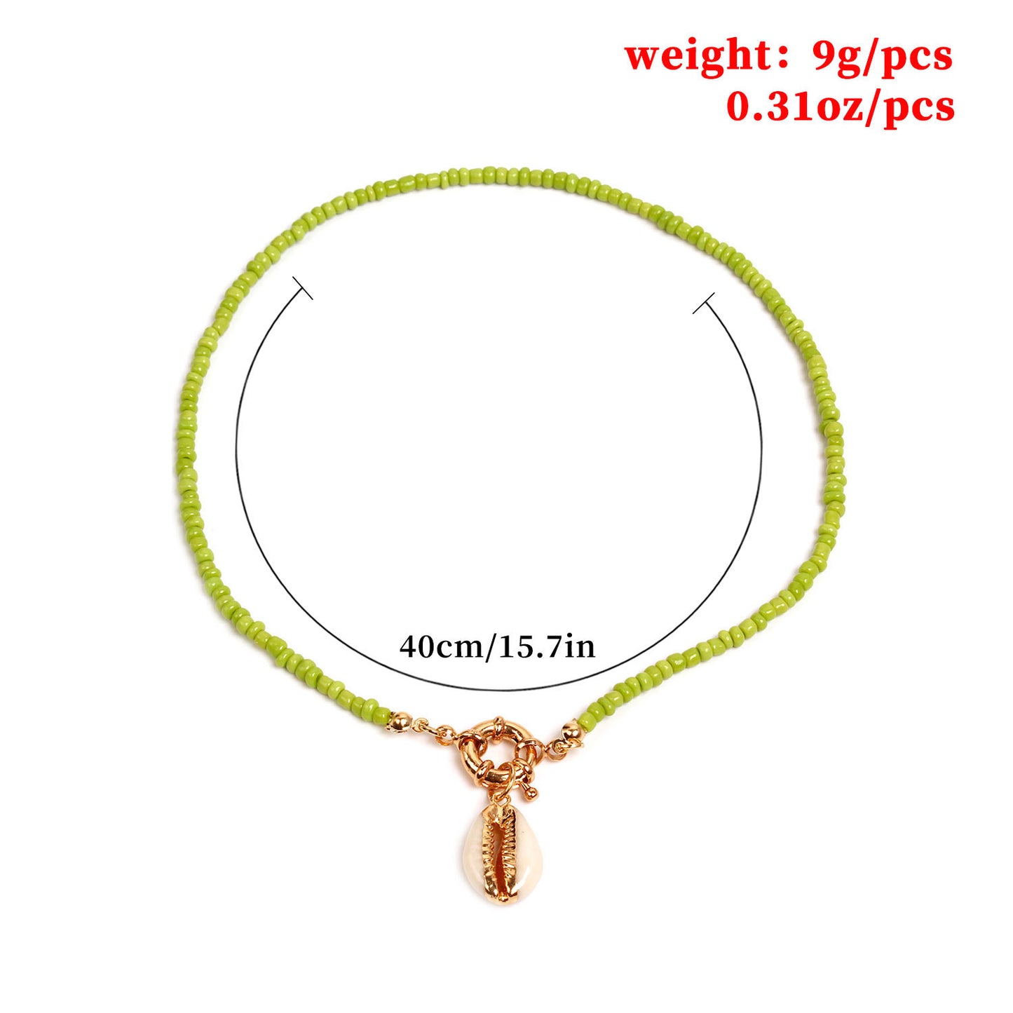 Handmade Cord Necklace with Seed Beads and Shell Pendant Anchor Design Women's Fashion Jewelry