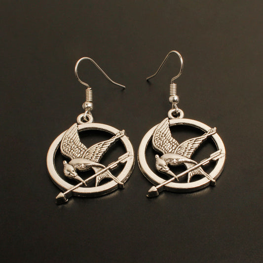 Pendientes Sinsajo Chapados en Metal con Diseño Geométrico de Pájaro para Mujer