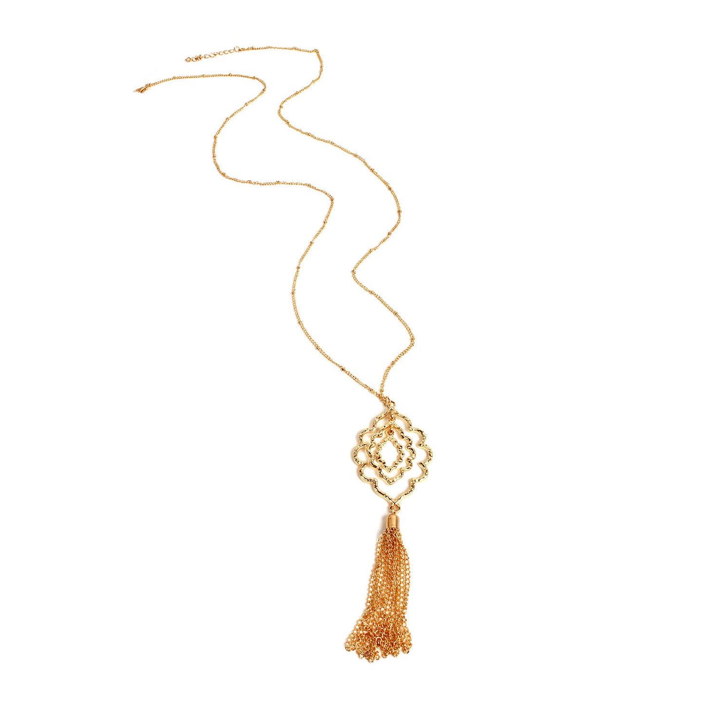 Minimalist Bohemian Alloy Geometric Circle Pendant Necklace with Cross Chain