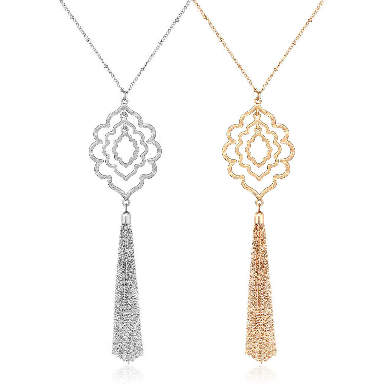 Minimalist Bohemian Alloy Geometric Circle Pendant Necklace with Cross Chain