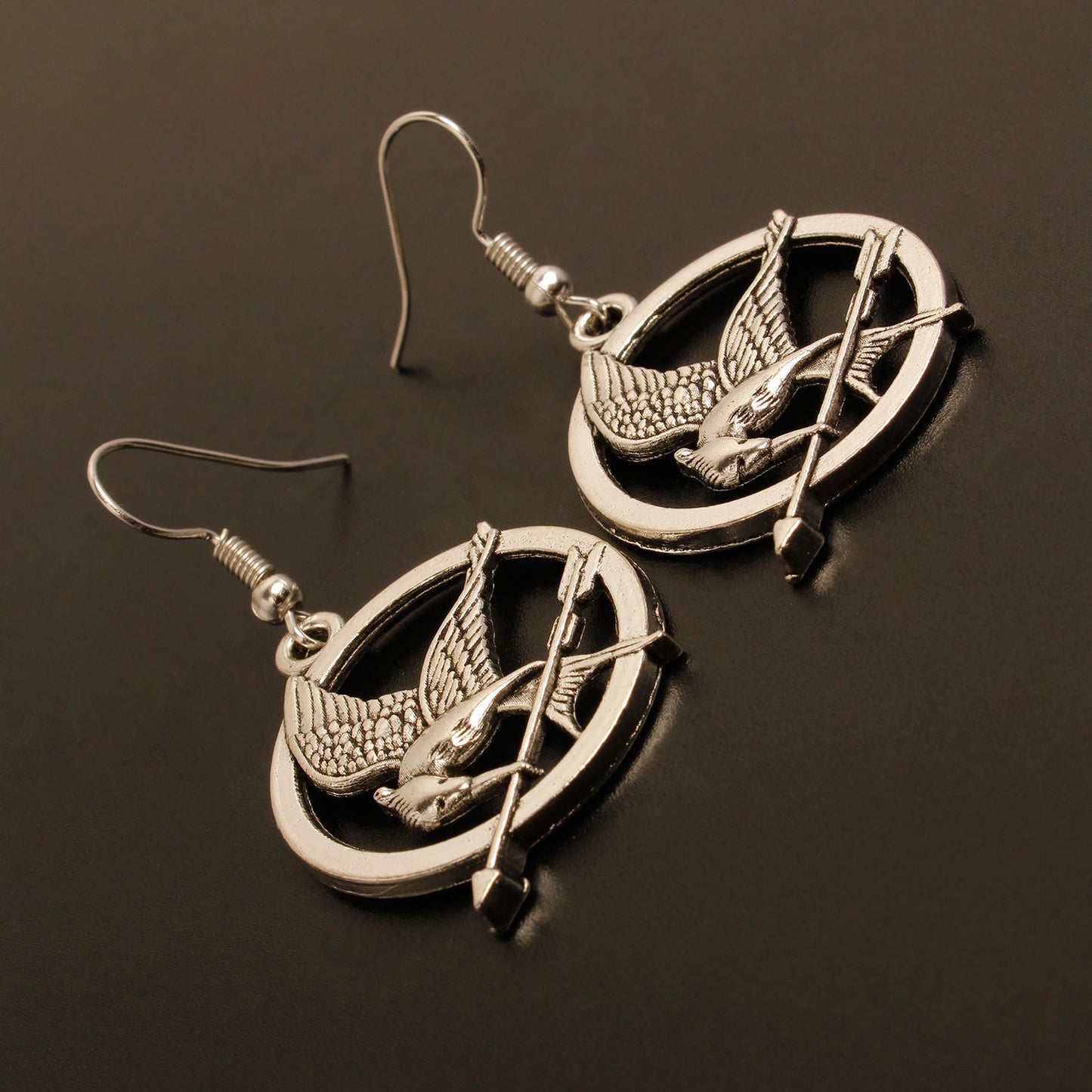 Mockingjay Earrings Plated Metal Geometric Bird Design for Women