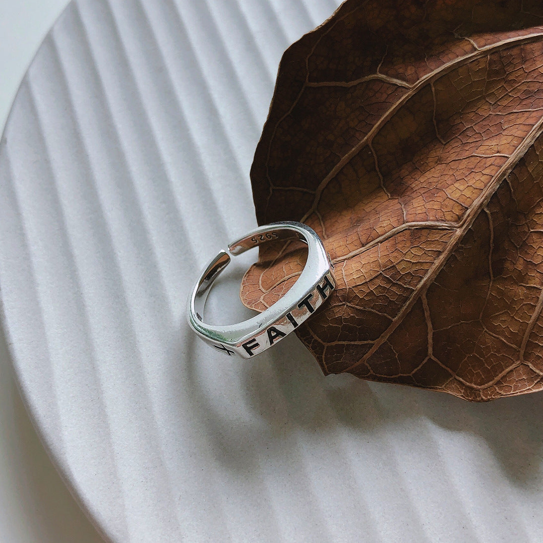Minimalist 925 Sterling Silver Square Cross Inlay Ring for Women