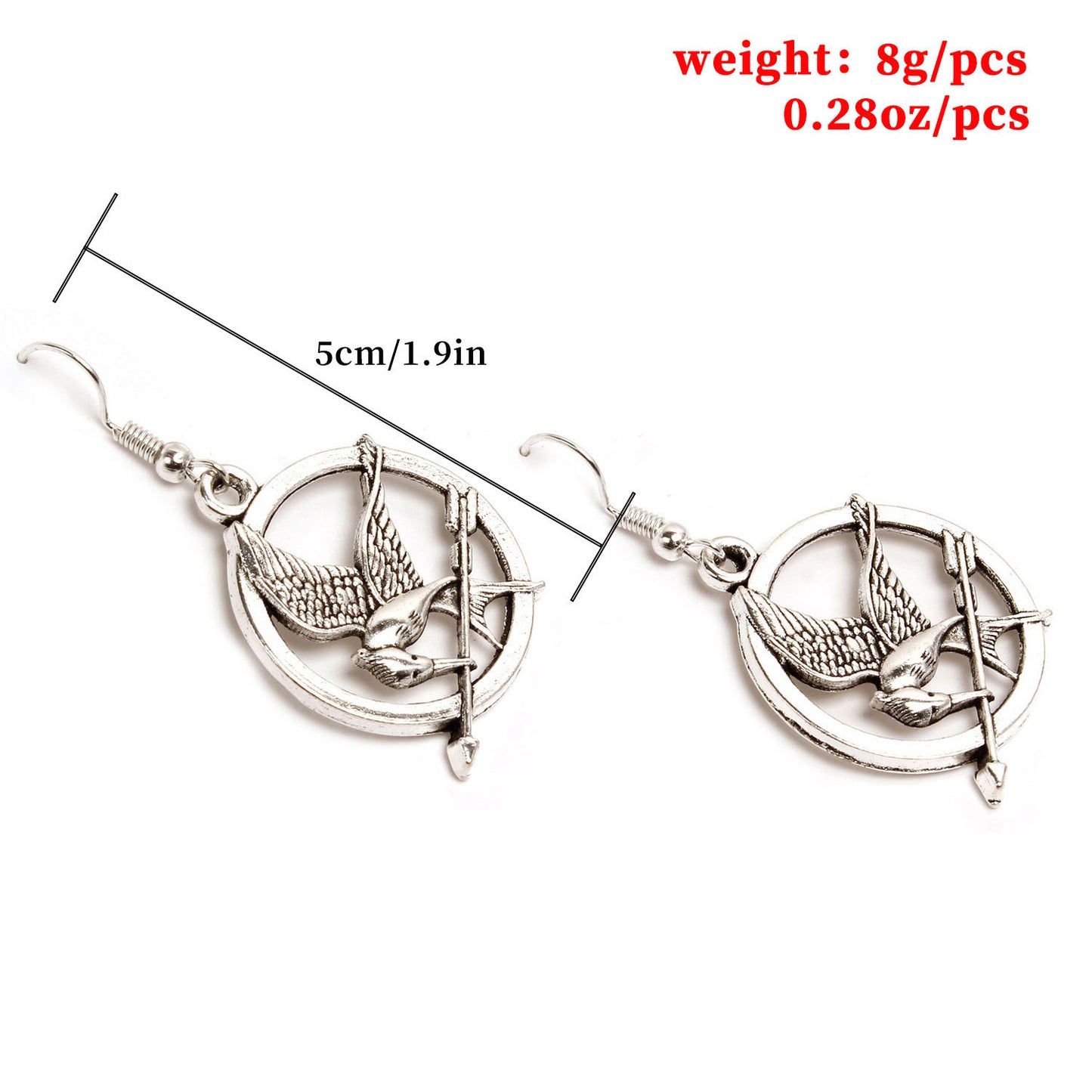 Mockingjay Earrings Plated Metal Geometric Bird Design for Women