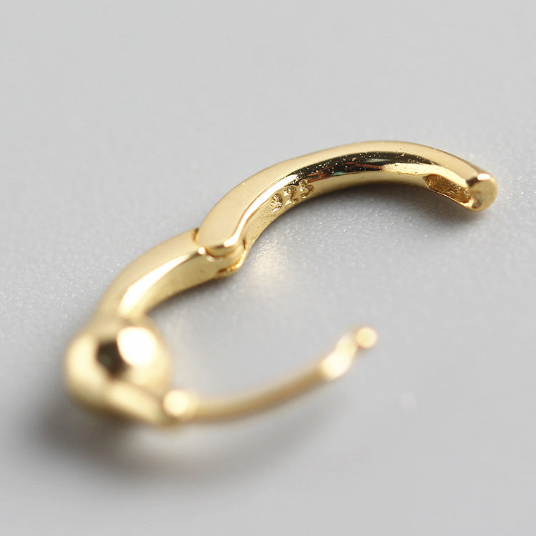 Minimalist 925 Sterling Silver Round Plated Hoop Earring for Women
