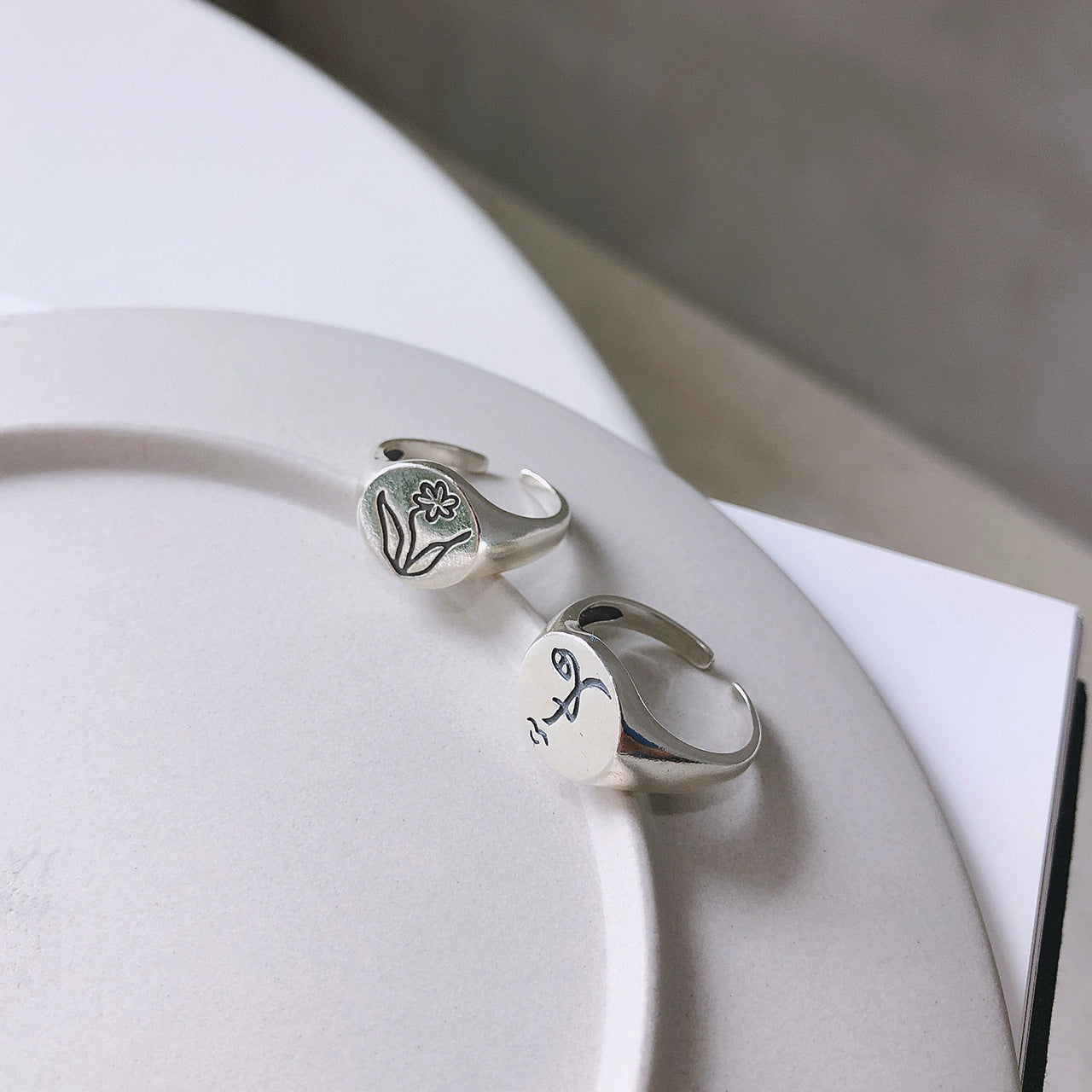 Minimalist Sweet 925 Sterling Silver Carved Floral Rose Wheat Ring for Women