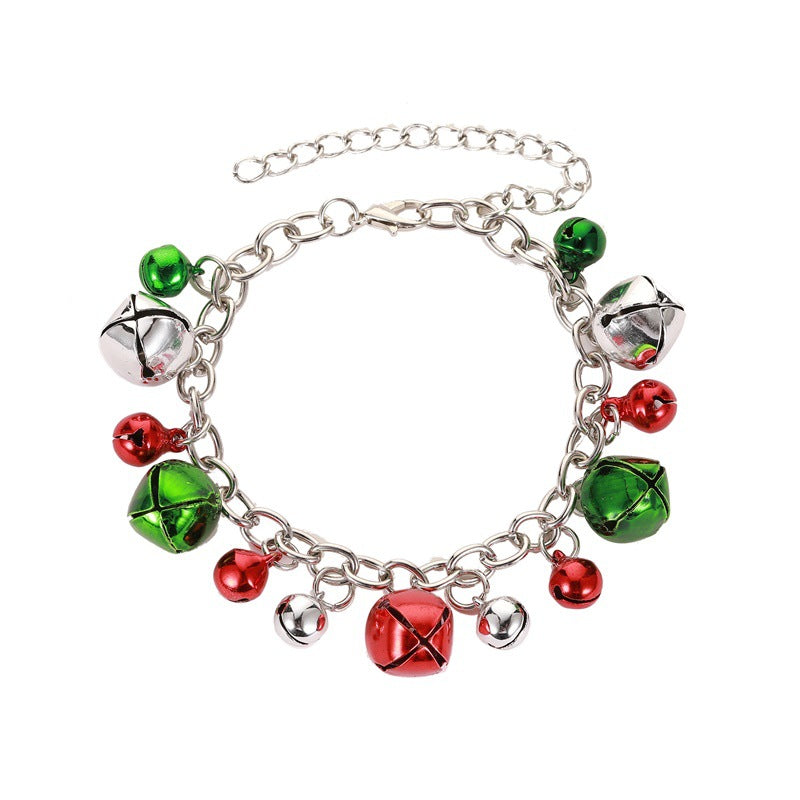 Set di collana con campanella natalizia da donna, gioielli con catena a croce in lega con ciondolo a campana, bracciale e orecchini, accessori natalizi