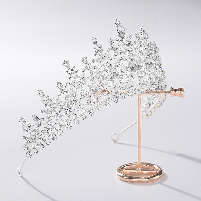 Fascia a corona in lega con strass floreali per donna, accessori per capelli da sposa