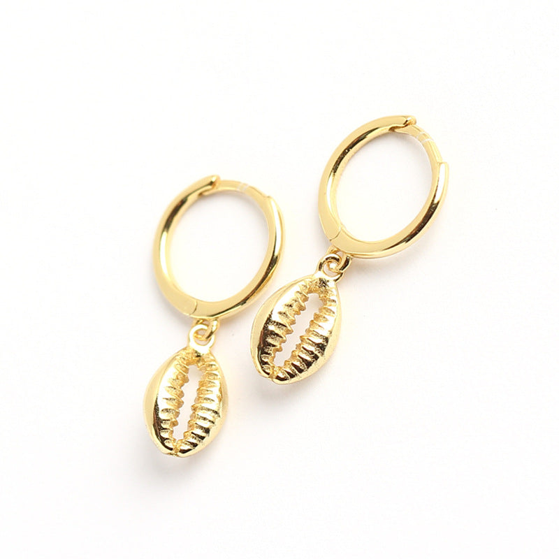 Minimalist Elegant 925 Sterling Silver Polished Shell Hoop Earrings for Women