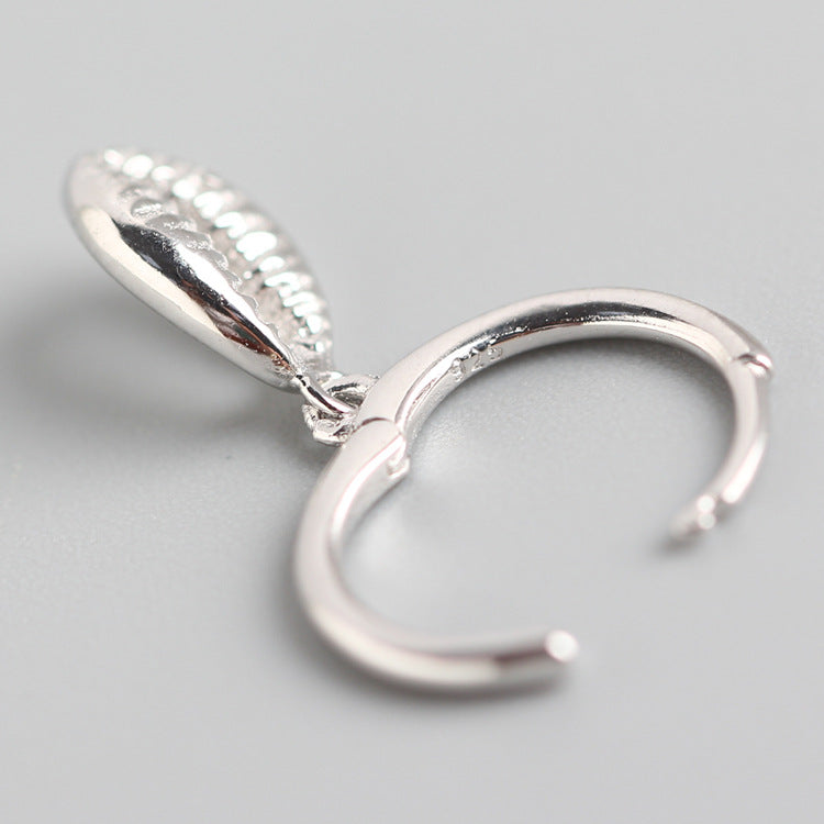 Minimalist Elegant 925 Sterling Silver Polished Shell Hoop Earrings for Women