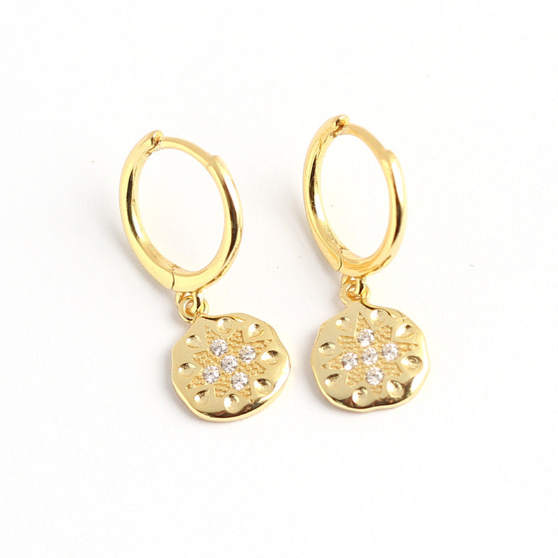 Orecchini da donna di lusso in argento sterling 925 con intarsio a stella e strass