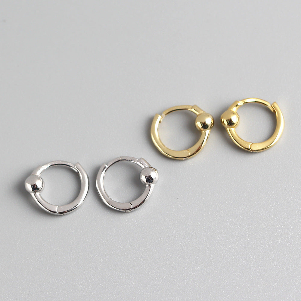 Minimalist 925 Sterling Silver Round Plated Hoop Earring for Women