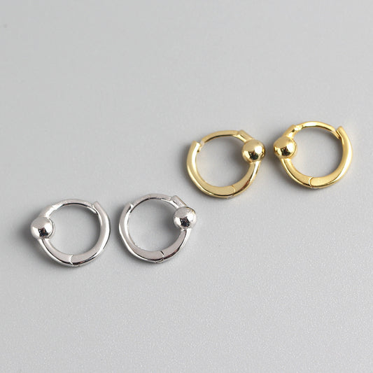 Minimalist 925 Sterling Silver Round Plated Hoop Earring for Women